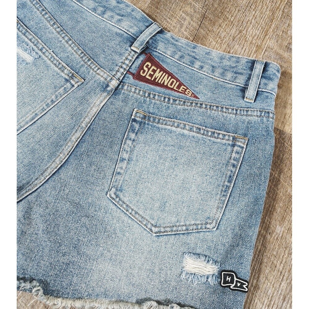 Florida State FSU Seminoles Womens Denim Cut Off Shorts Size S Frayed Game Day - Picture 12 of 12
